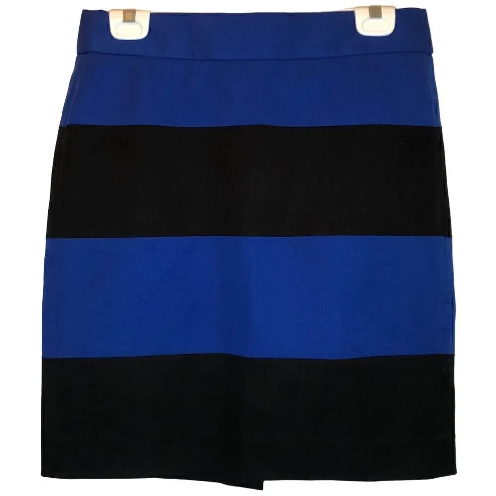 Banana Republic Sloan Rugby Stripe Pencil Skirt in Royal Blue/Black Women’s 6